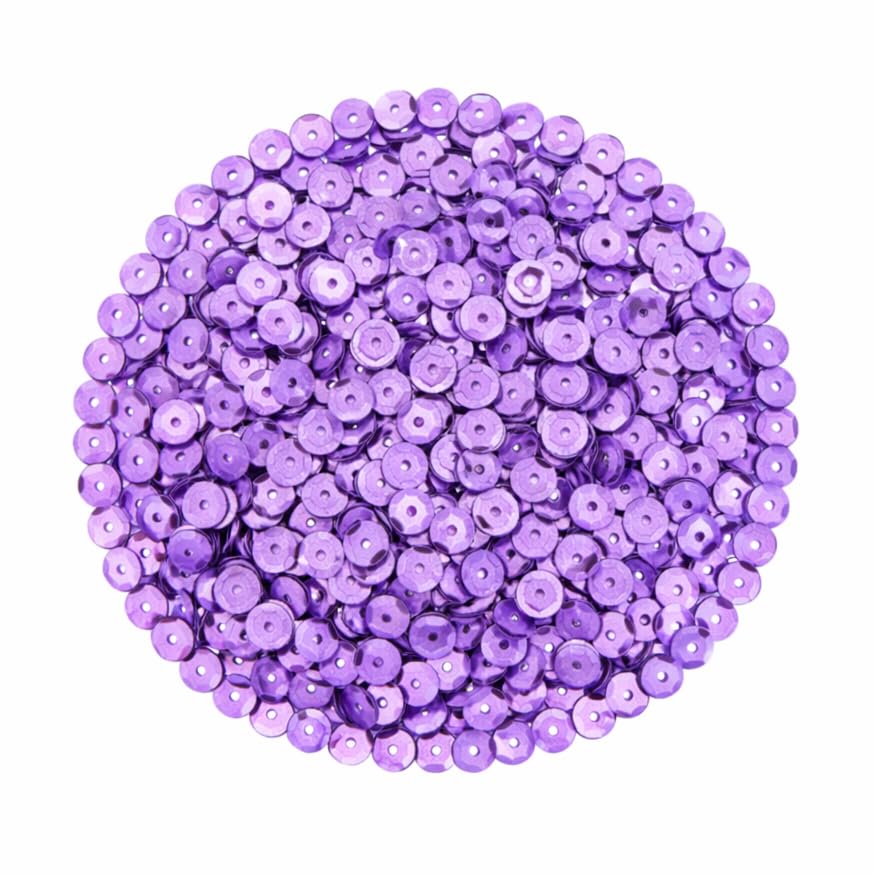 Mandala Crafts 6mm Cup Round Lilac Sequins for Sewing Embroidery - color: Lilac, size: 6mm Cup Sequins