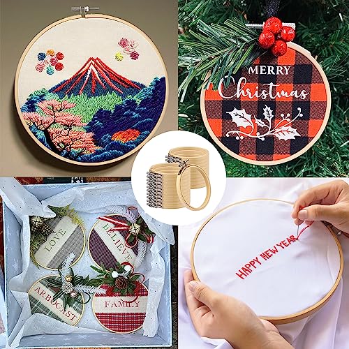 18 PCS Bamboo Embroidery Hoops Set, 12 Inch Adjustable Cross Stitch Rings in Bulk for Needlework, Sewing and Crafts, with Easy Loosen Tighten Mechanism, Ideal for Gifting and Decorating, by GNIEMCKIN. - size: 18 PCS 12 Inch