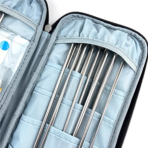 Mdoker Aluminum Knitting Needle Set with Case 22pcs Straight Single Pointed Kniting Needles 13.5inch Length Sweater Needles for DIY Knitting Projects(2mm-8mm) Knitting Set with Accessories
