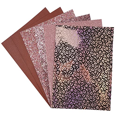 Litchi 6 Pack 8x12 Inch Faux Leather Sheets for Bow Earring, Easy to Cut Vinyl Fabric for Cricut, Durable Fade Resistant Leatherette Without Smell - color: Rosegold