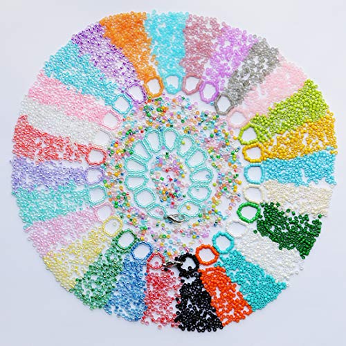 Bala&Fillic Size Uniform 12/0 Glass Seed Beads With Beading Needles and String About 24000pcs in Case 2mm Craft Seed Beads for Jewelry Making (About 1000pcs/Color, 24 Colors) - color: 24 Colors Consistent -Size 2mm
