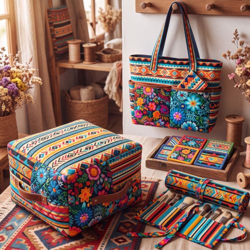 Tatuo 30 Pcs Mexican Cotton Fabric Squares 10 x 10 Inch Fiesta Quilt Bundle - style: Mexican Fiesta