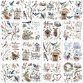 BBTO 12 Sheets Vintage Rub on Transfer for Craft Birdhouse Bird Decals - style: Bird