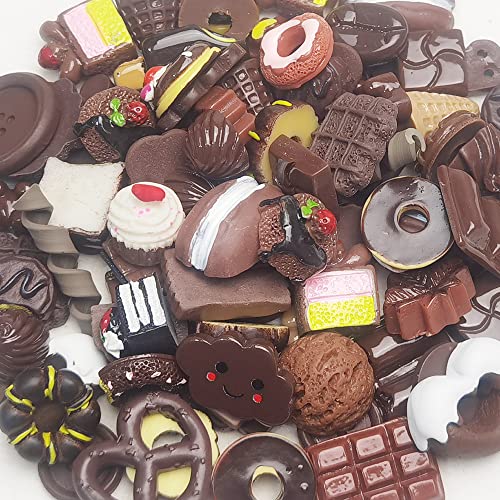 Chenkou Craft 50pcs Lots Mix Assorted Brown Craft DIY Flatbacks Resin Flat Back Buttons Scrapbooking (Brown) - color: Brown