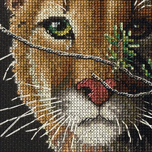 Dimensions 70-65219 Gold Collection in The Shadows Advanced Animal Counted Cross Stitch Kit, 18 Cnt. Black Aida, 5" x 7"