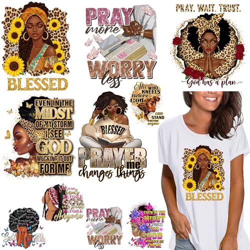 10 PCS Black Woman Iron On Transfer Heat Press Decals for T-Shirt Clothing