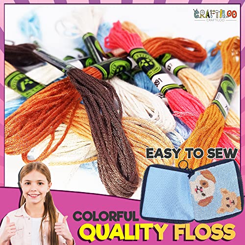 Needlepoint Kit for Kids Ages 6-12 - Cat & Dog Wallet Cross Stitch Craft - color: Cat and Dog