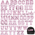 54 Pieces Iron on Sequin Letters Alphabet Patches Iron on Appliques Love Design Sew on Patches Glitter Hotfix for Bag Shoes DIY Craft Supplies(Pink) - color: Pink