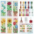 INFUNLY 6pcs Flower and Reading Words Cross Stitch Bookmark Kit for Beginners DIY Rose Tulip Lily Stamped Embroidery Bookmark Kits Plants Words Needlepoint Kit with Instruction for Book Lovers Readers - style: Floral Text