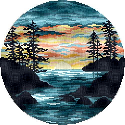 Svarog Stamped Cross Stitch Kits Beginners Full Range of Embroidery Patterns Starter Kits for Adult or Kids DIY Cross Stitches Needlepoint Kits 14CT-Sunset 5，12.2x12.2 inch - color: Sunset 5，12.2x12.2 inch