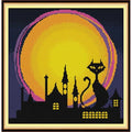 Howie's Needlepoint Cross Stitch Kits, 14CT Pre-Printed Halloween Pattern Embroidery Kits, Full Range of Stamped Starter Needlework Kits (The Night of Halloween 2, 13.39 x 13.39inch) - color: The Night of Halloween 2