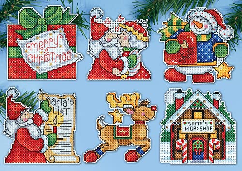 Tobin Santa's Workshop Ornaments Counted Cross Stitch Kit, 3 by 4-Inch, 14 Count, Set of 6 DW1692