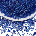 Ornaland Glass Bugle Beads Tiny Long Tube Seed Beads Bulk, Dark Blue, 30g - color: Blue
