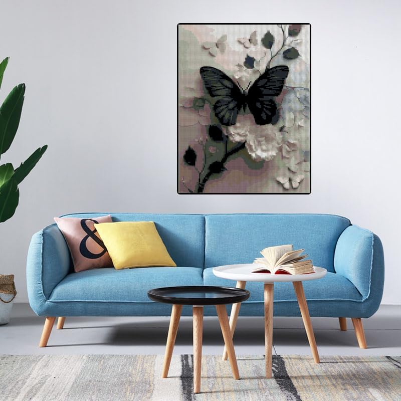 Butterfly Flower Stamped Cross Stitch Kits Flowers Cross Stitch Patterns,Dimensions Cross Stitch Kits Embroidery Kit Arts and Crafts for Beginners 15.7x11.8 inch - color: D010N