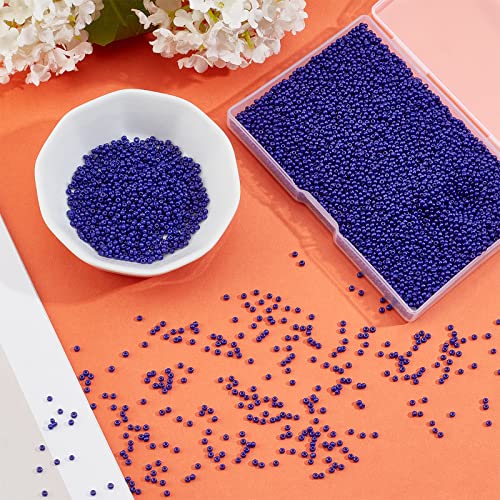 PH PandaHall 6000 Pcs 11/0 Glass Seed Beads, 2mm Seed Beads Round Waist Bead Mini Spacer Bead for Earring Choker Bracelet Neckalce Waist Chain Jewelry DIY Crafts Making, Royal Blue - color: Blue-6000 Pcs