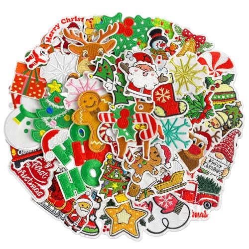 32Pcs Christmas Iron on Patches, Christmas sew on Patches for Clothing, Hats, Backpacks, Jackets, and Bags - color: Christmas Patches 32Pcs