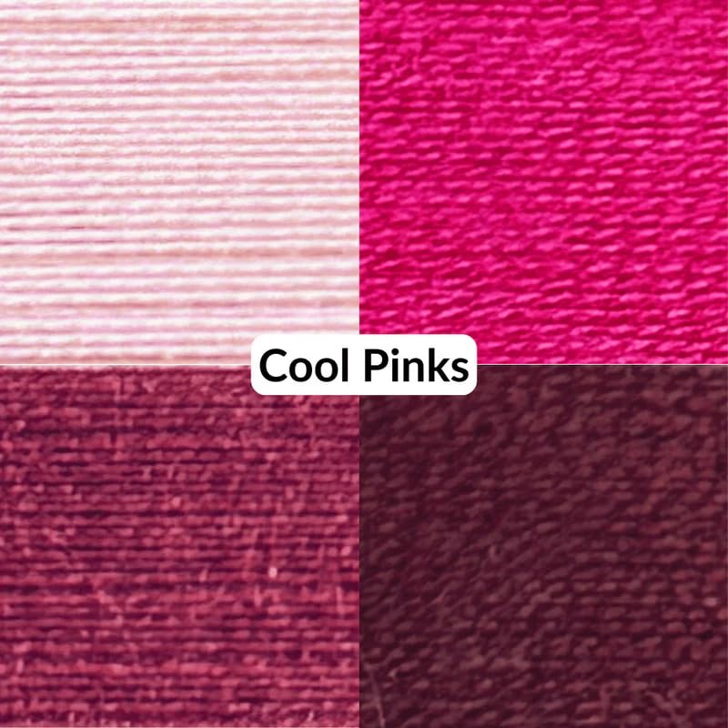 Madam Sew Cotton Thread Set – 8 Small Spools – 100% Cotton Thread for Sewing Machine & Hand Stitching | Strong, Low-Lint All Purpose Threads for Fabric, Quilting, and Stitching – Cool Pinks - color: Cool Pinks