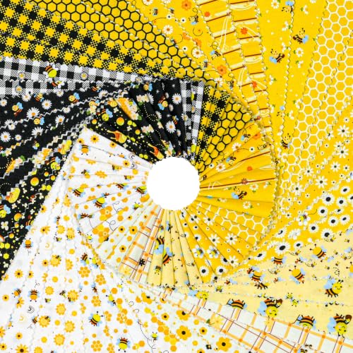 Craftido-20 Options-100% Cotton Jelly Roll Fabric Precut Strips for Quilting, Crafting, and Sewing, 40 Strips 2.5" x 44" Assorted Bundles for Rugs, Quilts, DIY Crafts and Home Decor-Honey Bees - color: Honey Bees