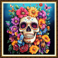 Redxing Counted Cross Stitch Kit for Beginners,Unprinted Needlepoint Kits for Beginners Cross Stitching Embroidery Kit 11CT Stitches kit-Skeleton Flowers 18x18 inch - color: KitColors02