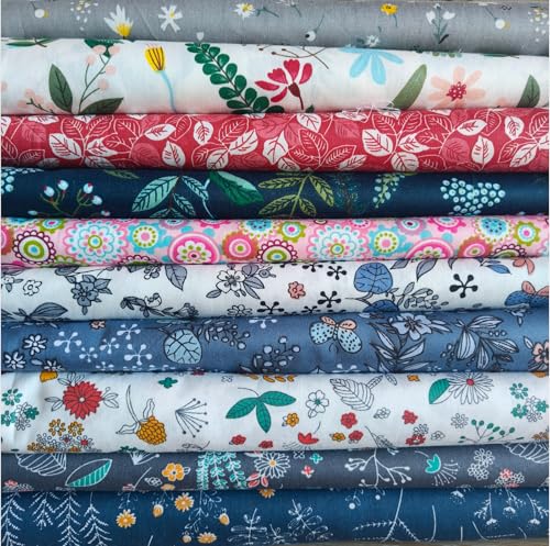 Cotton Fabric DIY Making Supplies Quilting Patchwork Fabric Fat Quarter Bundles DIY for Quilting Cotton Patchwork Cushions (10pcs Mix, 9.8" x 9.8") - color: 10pcs Mix, size: 9.8" x 9.8"