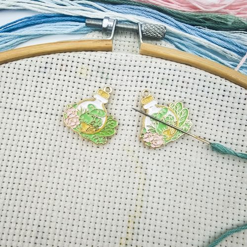 Cute Needle Minder Magnetic Needle Keeper for Cross Stitch Embroidery Sewing Needle and Pin Holders (Plant Bottle) - color: Plant Bottle