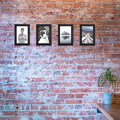 TOFOREVO 4x6 Picture Frames Set of 4, Black - color: Black Wood Grain, size: 4x6