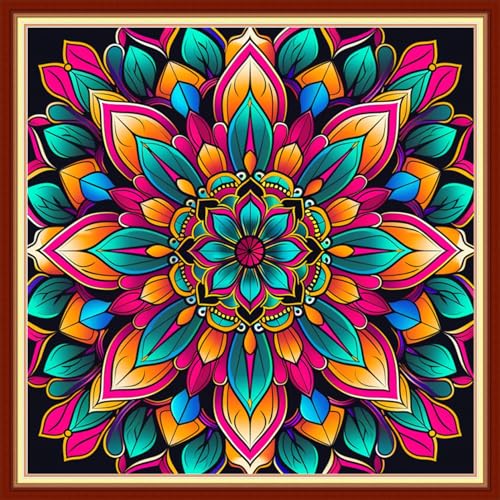 Dimensean Stamped Cross Stitch Kits Full Range of Embroidery Patterns Starter Kits for Beginners Adult DIY Cross Stitches Needlepoint Kits 11CT-Magic Mandala 18x18 inch - color: Arts kits 01