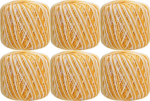 ThreadArt 100% Cotton Crochet Thread Size 3, Variegated Sunburst - color: VARIEGATED SUNBURST, size: SIZE 3 - 6 PACK