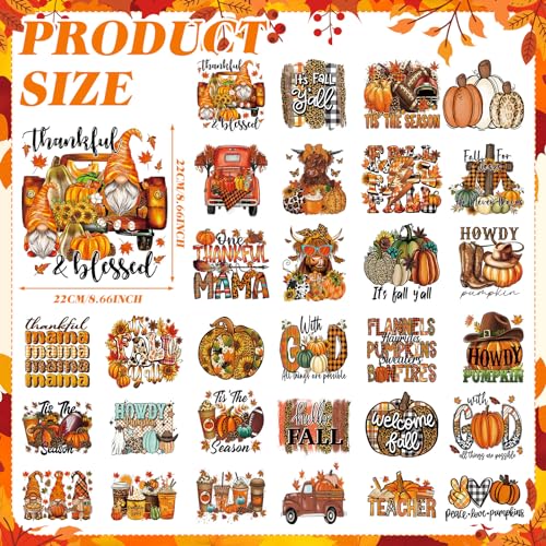 Yuntau 30 Pcs Western Fall Iron on Transfers Patches, DTF Vinyl Decal - style: Western Fall