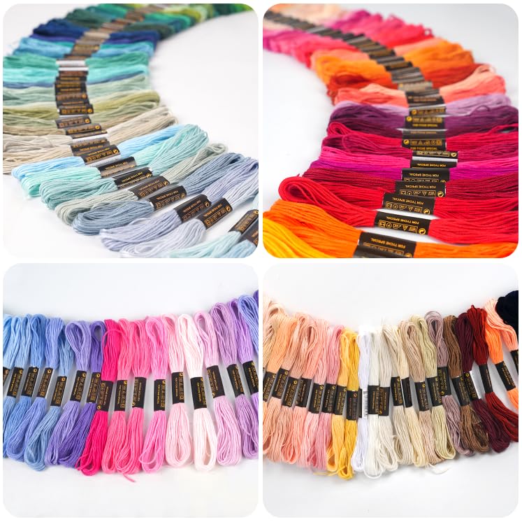 150 Color Skeins Rainbow Color Embroidery Floss，Cross Stitch Threads, Bracelet Yarn, Craft Floss