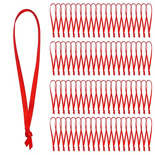 100 Pcs Christmas Ornament Ribbon Hangers, Thin Hand Tied Ornament Ribbon Loops - color: Red