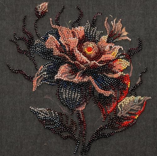 Wizardi Bead Embroidery kit - Flower of the Night. Colorful Beads, Beading Needles. DIY Kit. Embroidery for Beginners. Home Decor. AMB-100 Abris Art - color: Flower of the night