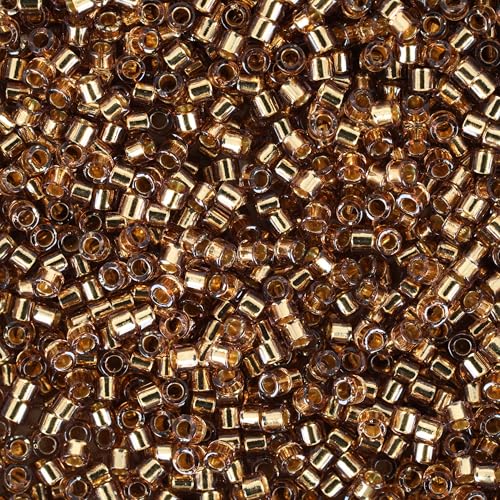 Miyuki Delica Seed Beads - color: DB2524 - Gold Plate Champagne-Lined