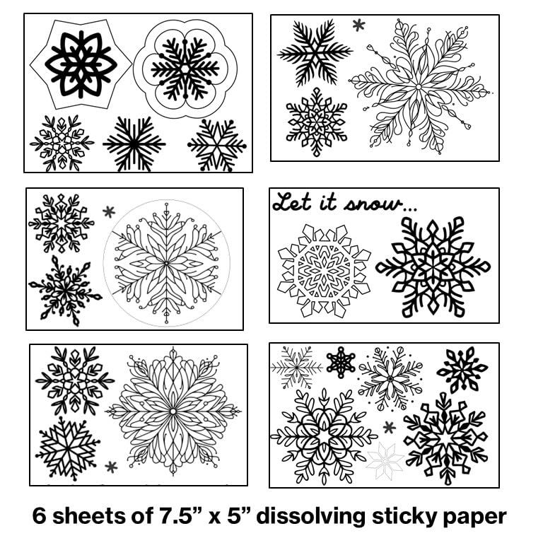Water Soluble Embroidery Patterns Stabilizers, Stick and Stitch Embroidery Transfers Paper Tear Away Embroidery Stabilizer with Fun Designs for Stitching, Flowers and Animals (DogsCatsBunnies) - color: Snowflakes X3