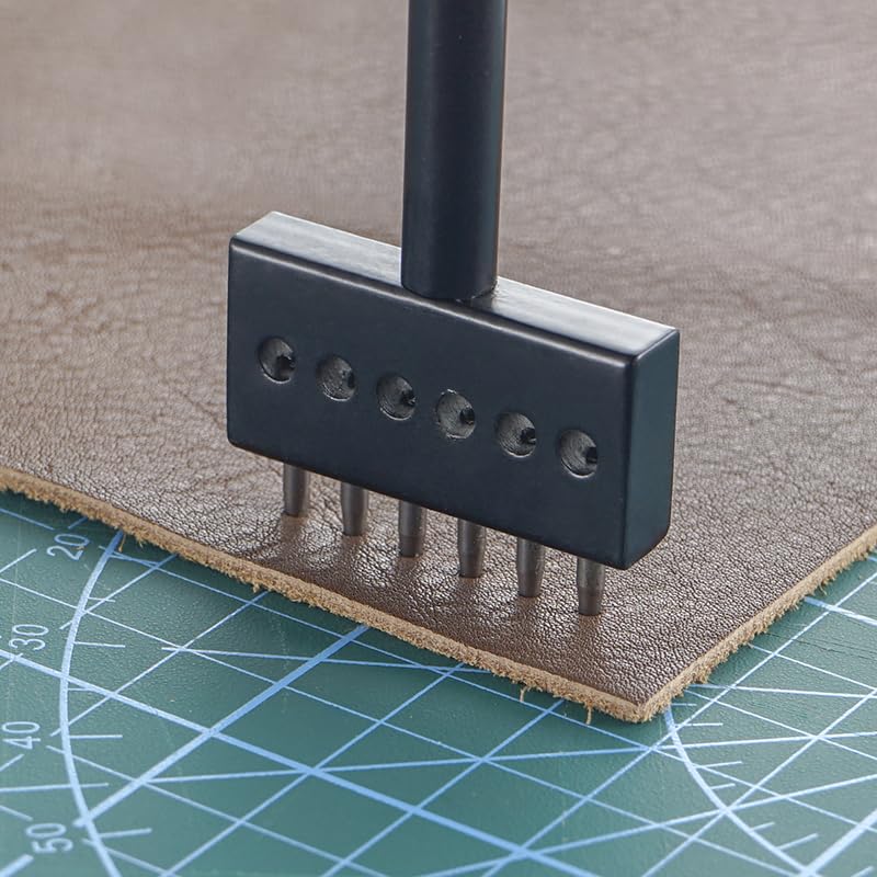 Leather Round Hole Punching Tool 3pcs Prong Punch Tool Set with 2/4/6 Prong Options for Precise Round Hole Punching DIY Leather Craft (6MM) - size: 6MM