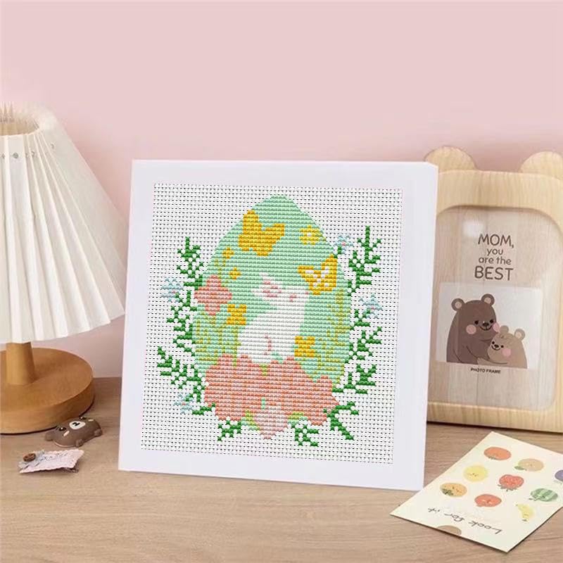 Tiwabb Easter Egg Stamped Cross Stitch Kits for Adults Beginners with Frame - color: Easter Cross Stitch with Frame