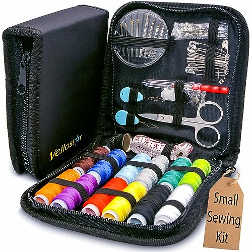 Vellostar Small Sewing Kit for Adults, Portable Needle & Thread Repair Set - color: Small Black