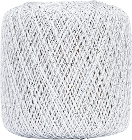Aunt Lydia Metallic White/Silver Yarn - 3 Pack of 100y/91m - Mixed Materials - 10-100 Yards - Knitting/Crochet - color: White/Silver, size: 100y/91m, style: Metallic