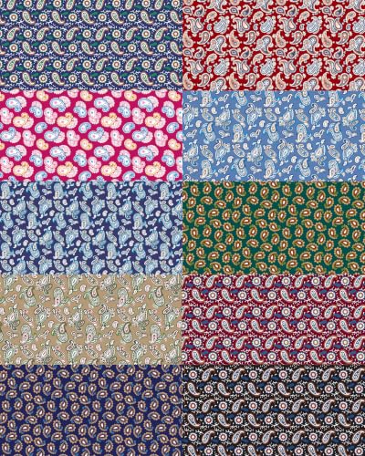 50pcs 10 x 10 inches Cotton Fabric Bundle-Classic Boteh Paisley - color: Classic Boteh Paisley, size: 10” x 10”