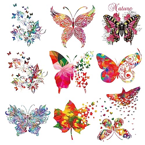 10PCS Small Size Butterfly Iron On Decals Thermal Transfer Stickers for Clothing Heat Press Decoration Appliqued Sublimation Patches Iron On Transfer Designs Heat Press Vinyl for Shirts - size: Small butterfly