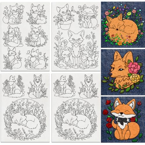 15Pcs Cartoon Fox in Flower Water Soluble Sewing Stabilizers - style: Fox