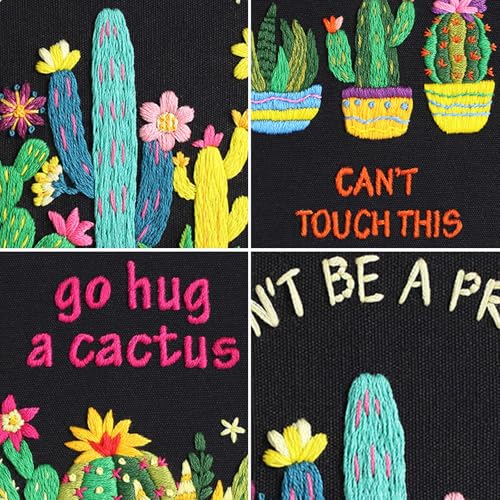 Louise Maelys 3 Pack Funny Cactus Embroidery Kit for Beginners DIY Craft - color: funny cactus