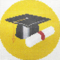 Howie's Needlepoint Needlepoint Canvas, 18CT Embroidery Stamped Patterns for Beginners or Advance, Printed Canvas(Graduation hat and Certificate,4x4inch) - color: Graduation hat and certificate