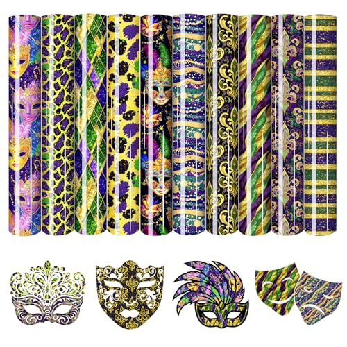 HTVSTD Mardi Gras Mark Heat Transfer Vinyl 10Sheet 12×10in Iron on Vinyl - color: Mysterious