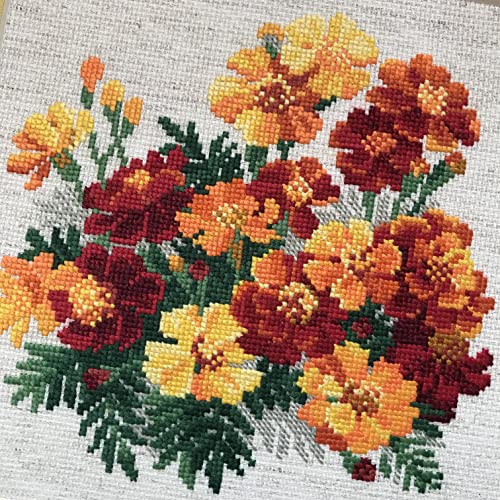 RIOLIS 1556 Marigolds Counted Cross Stitch Kit 7.75 x 7.75 in - style: Marigolds 1556