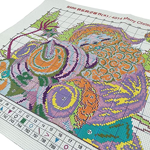 Howie's Needlepoint Cross Stitch Kits, 11CT Pre-Printed Pattern Needlepoint Kits, Full Range of Stamped Starter Kits (Merry Christmas, 17.3 x 14.6 Inch) - color: Merry Christmas