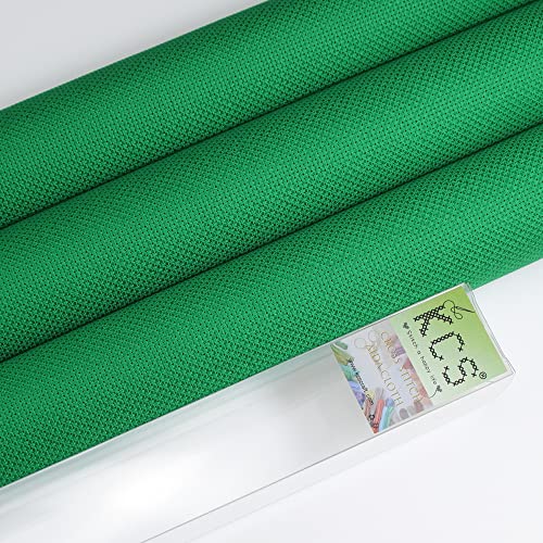 KCS 3 pc of 15" x 18" Counted Cross Stitch Cotton Aida Cloth Needlework Fabric,14CT,Green - color: Green, size: 14CT