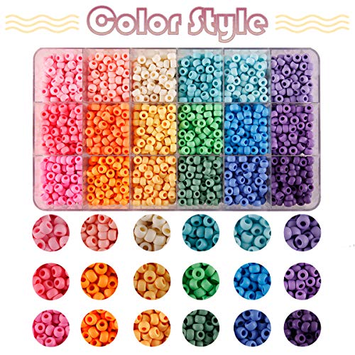 2600+pcs Pony Beads Kit, 18 Color Rainbow Kandi Beads Set, Multicolor Matte Plastic Jewelry Making Kit for DIY Craft Friendship Bracelet Necklace Key Chain - color: rainbow pony beads