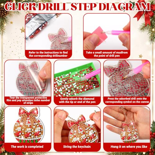 Tondiamo 20 Pcs Christmas Gingerbread Diamond Painting Keychains Kit - style: Gingerbread Lampball