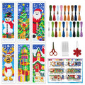 INFUNLY 6PCS Christmas Cross Stitch Bookmark Kit for Adults Xmas Tree Cross Stitch Kits DIY Crossstitch Kits Snowman Deer Stamped Embroidery Bookmark Kit with Instructions for Book Lovers Readers - style: Christmas Elements